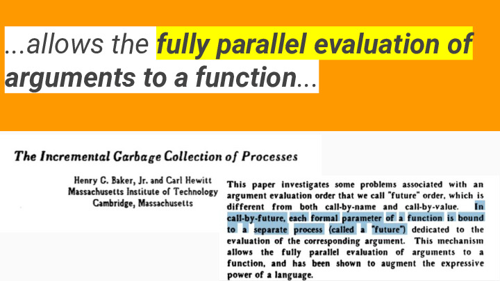 ...allows the fully parallel evaluation of arguments to a function