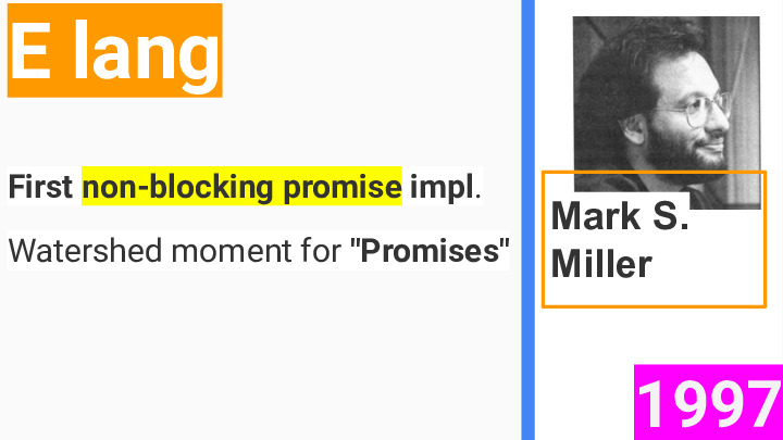 e lang, first non-blocking promise impl - 1997